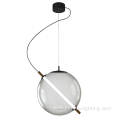 Smoke Gray Glass Shade Led Tube Chandelier Lamp